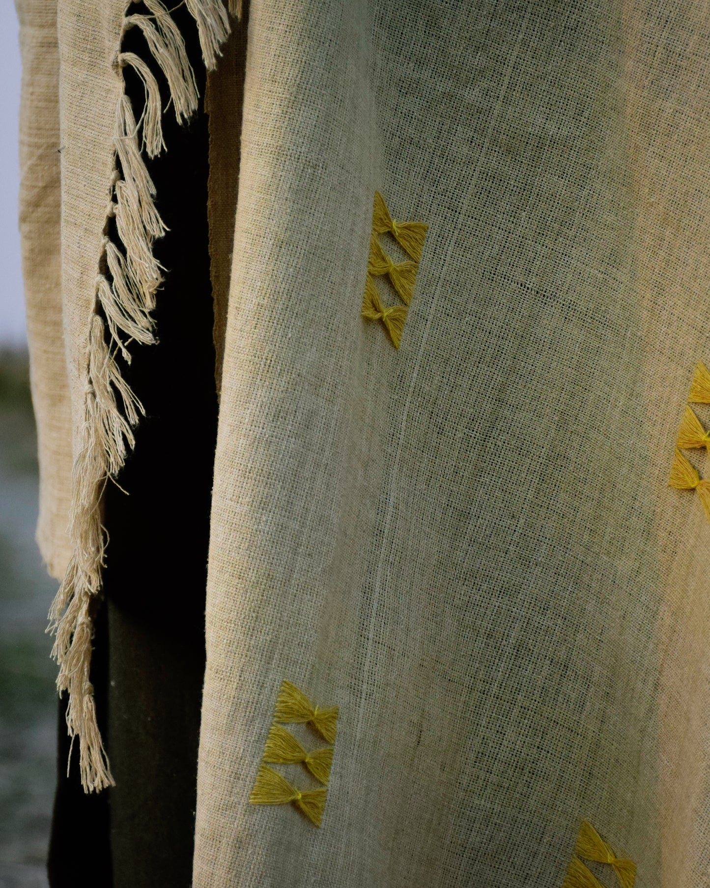 Bonfire Shawl - Turmeric Neem Dyed Eri Silk Shawl - TATI