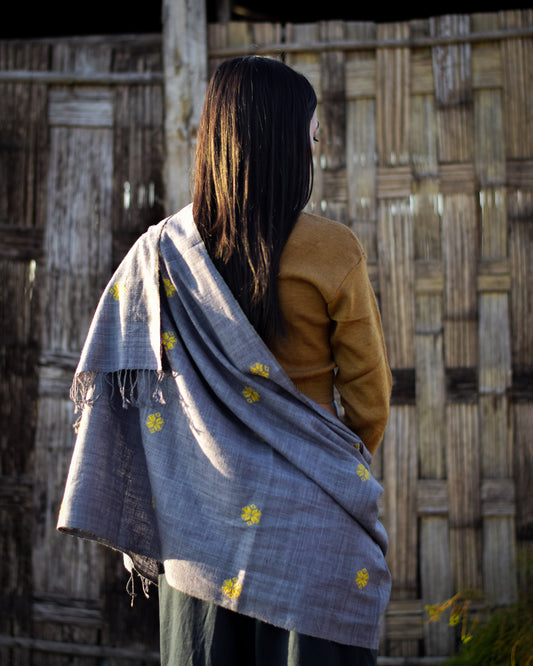 Casual Blue & Gray Eri Silk Stole - TATI 