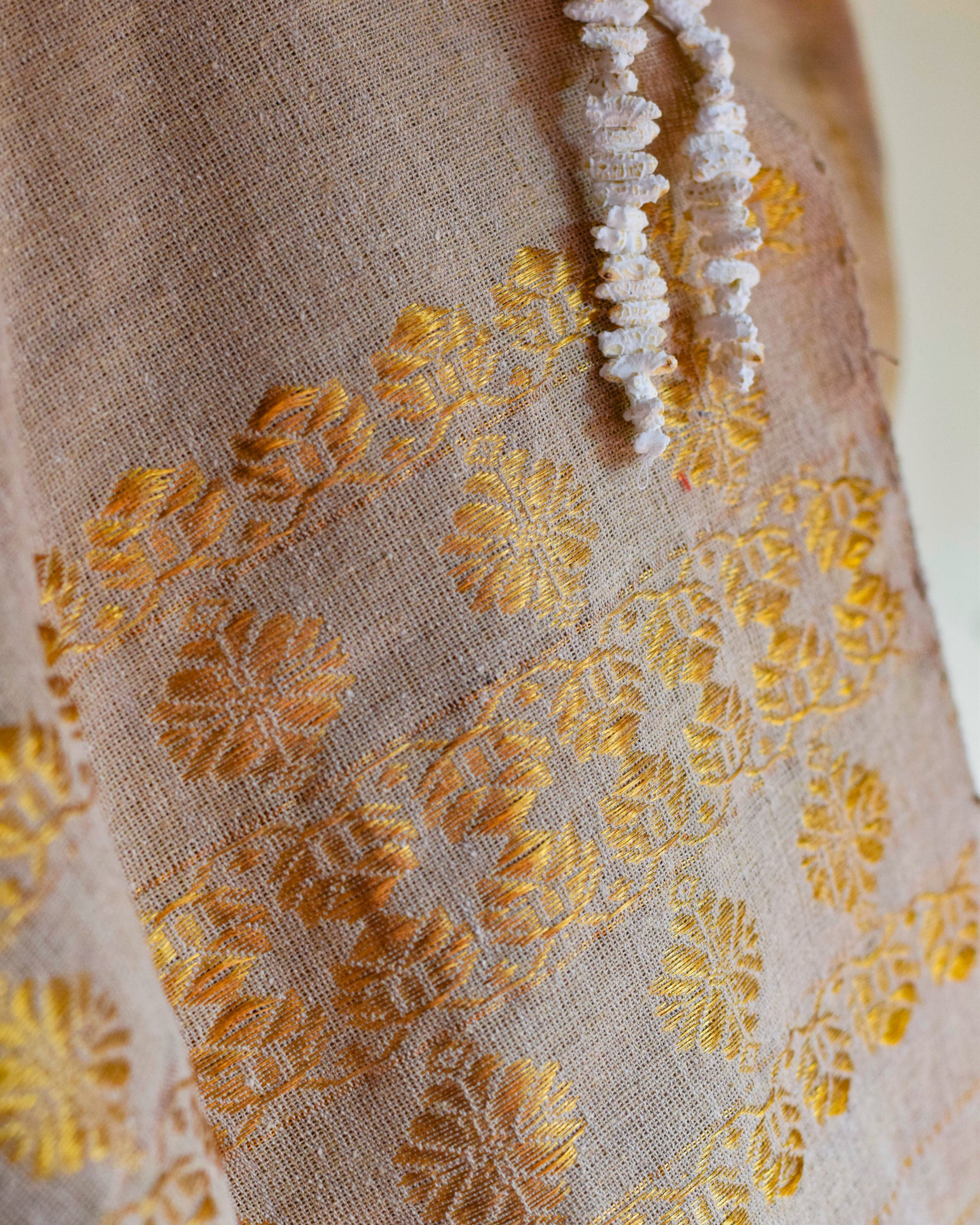 Winter Wedding Eri Silk Shawl Golden Zari - TATI 