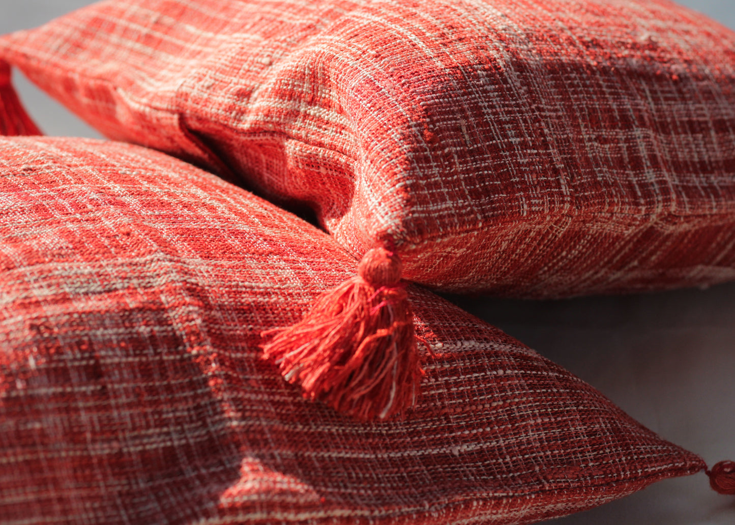 Red Eri Silk Cushion Covers - TATI 