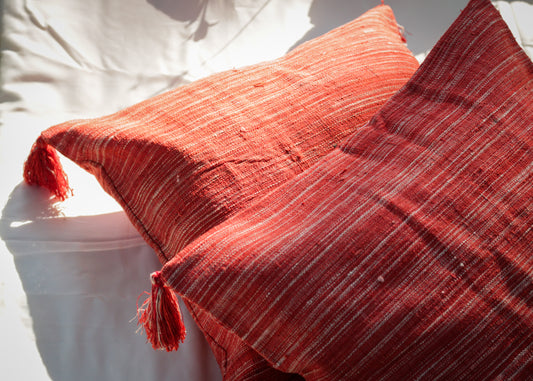 Red Eri Silk Cushion Covers - TATI 