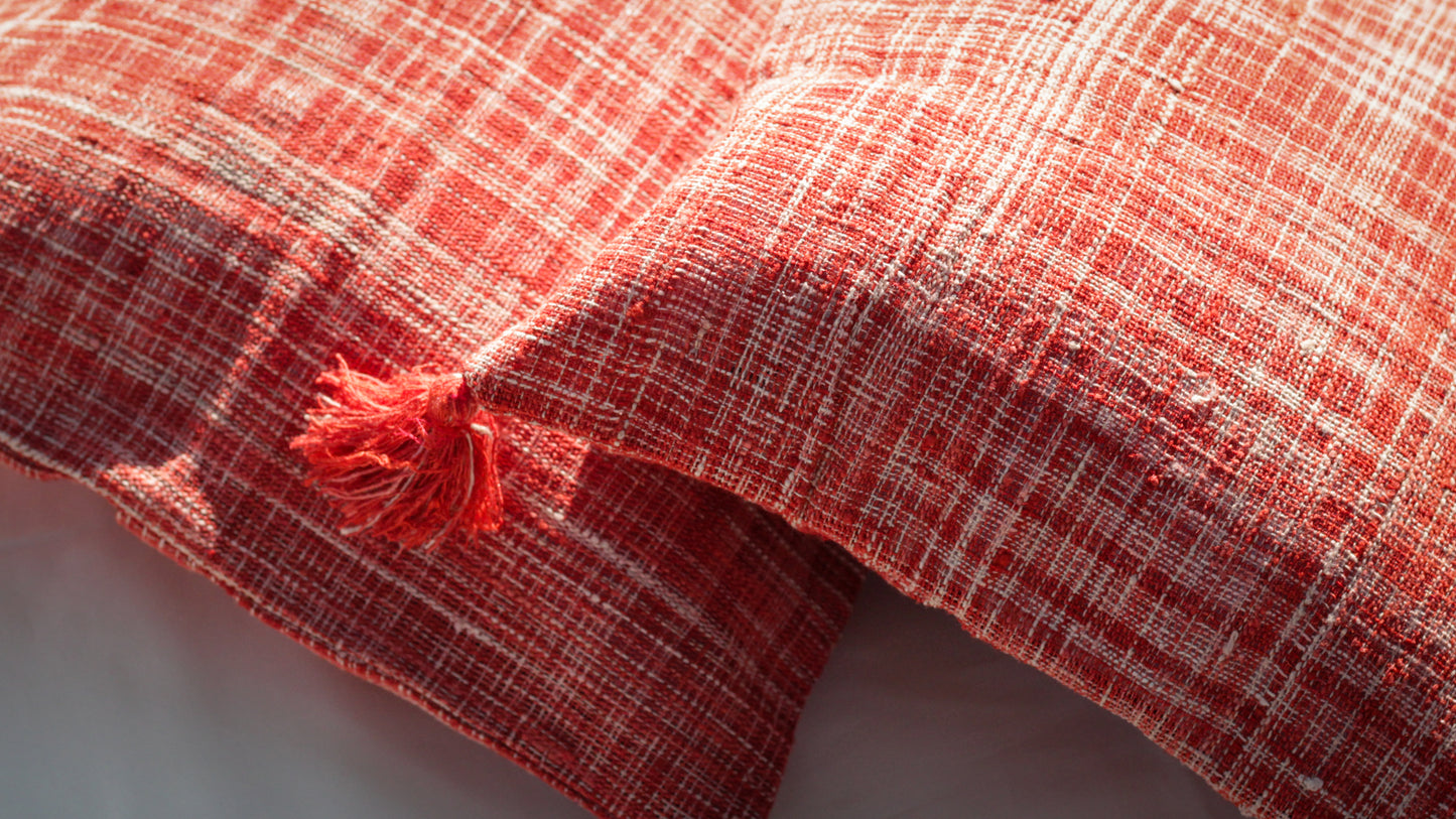 Red Eri Silk Cushion Covers - TATI 