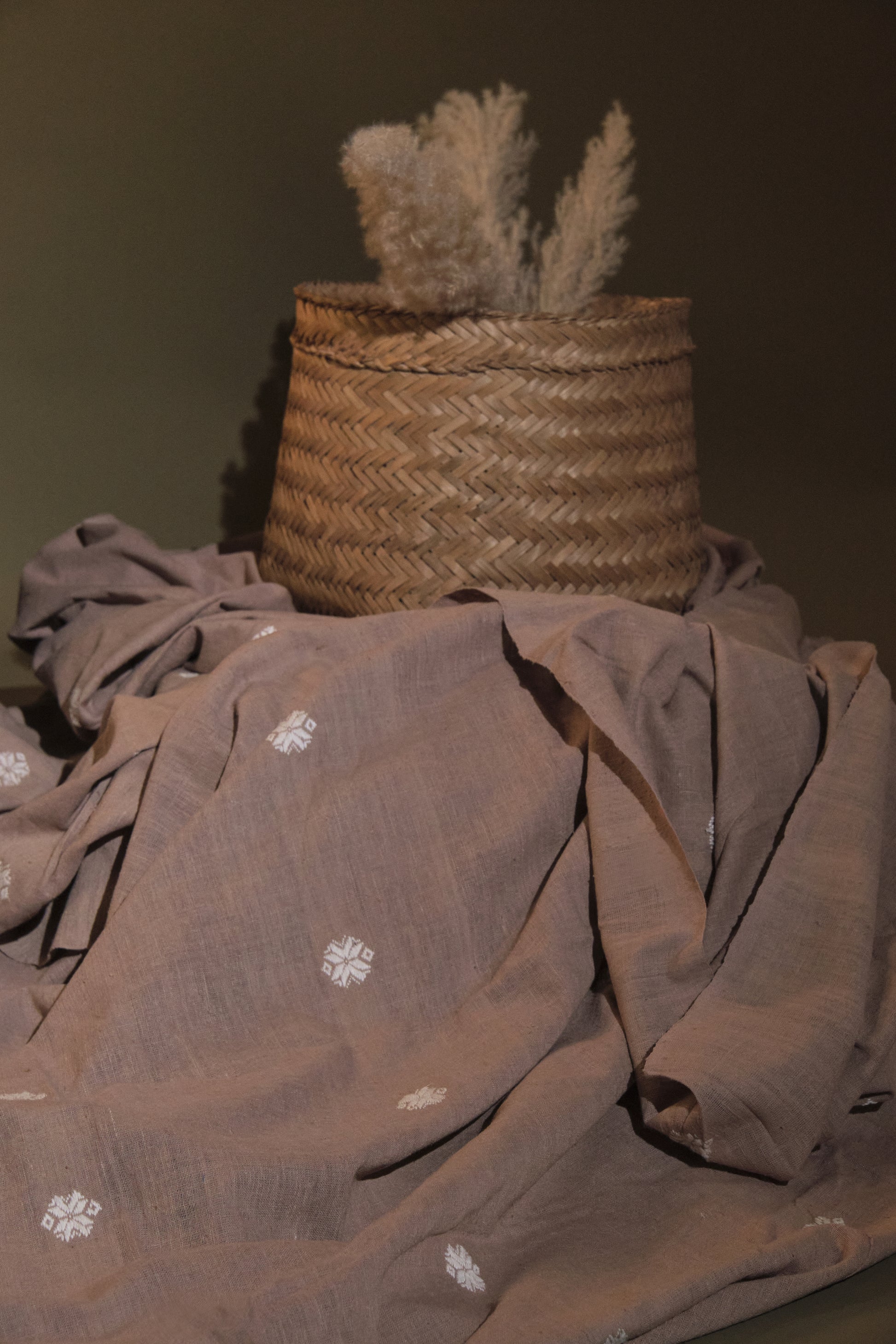 Floral Eri Silk Plain Weave: Organic and Naturally Dyed - TATI 
